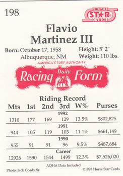 1993 Jockey Star #198 Flavio Martinez III Back